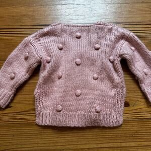 Pink toddler knit pompom button cardigan sweater SIZE 2T